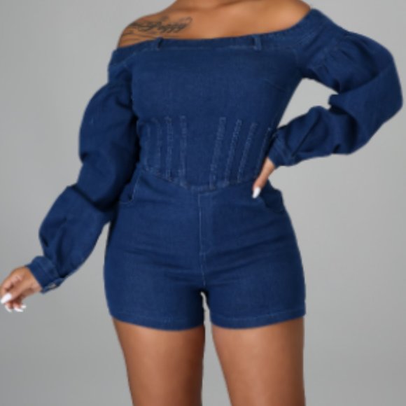 Pants - More Than A Snack Denim Romper- NEW